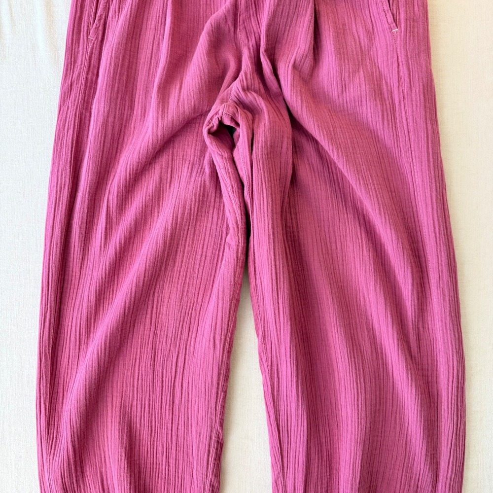 prAna Hideaways Pants M Berry Pink Cotton Gauze Lagenlook Barrel Boho Coastal - Picture 12 of 14